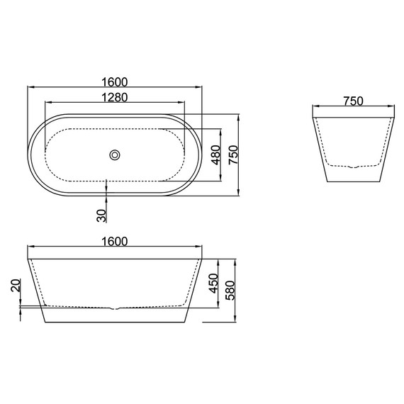 Ванна отдельностоящая Azario Rich 160x75 см AZ-6605-16075, в комплекте с сифоном и металлической рамой - фото 6