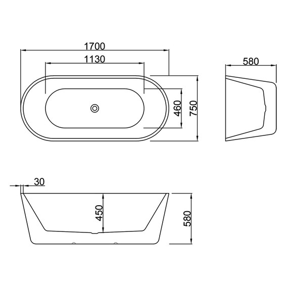 Ванна отдельностоящая Azario Rich 170x75 см AZ-6605-17075, в комплекте с сифоном и металлической рамой - фото 6
