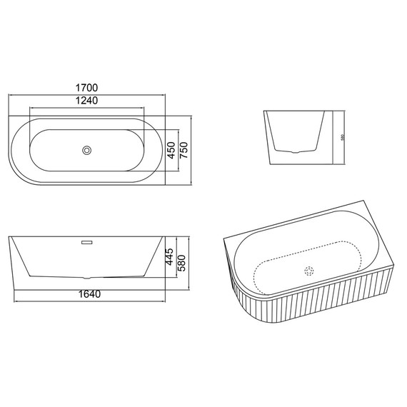 Ванна акриловая Azario Lago Garda 170x75 см AZ-6724-A2 R 17075, в комплекте с сифоном и металлической рамой - фото 6