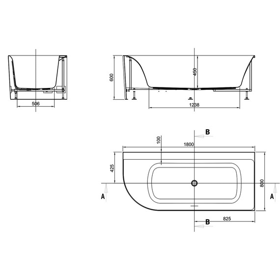 Ванна акриловая Azario Creo Ceramique Mist B 180x80 см AZ-8649-B-1.8, в комплекте с сифоном и металлической рамой - фото 3