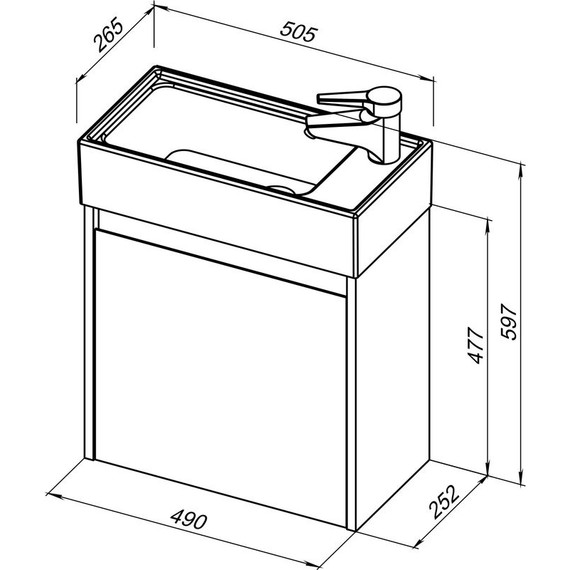 Тумба подвесная с раковиной Aquanet Nova Lite 50 см 00298853, белый глянец - фото 12