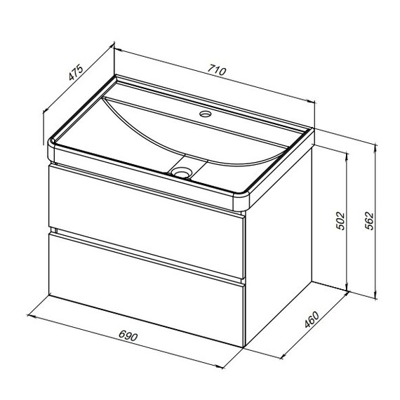 Тумба подвесная с раковиной Aquanet Вега 70 см 00308333, белый - фото 15