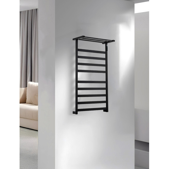 Полотенцесушитель электрический Wonzon & Woghand Frankfurt с полкой П10 450x900 мм WW-1029-MB, чёрный - фото 5