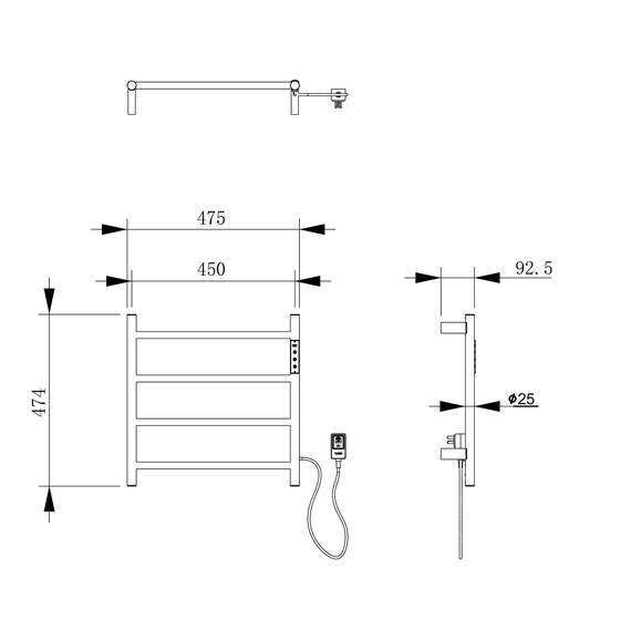 Полотенцесушитель электрический Wonzon & Woghand Bonn П4 450x474 мм WW-AL404-BR, никель - фото 2
