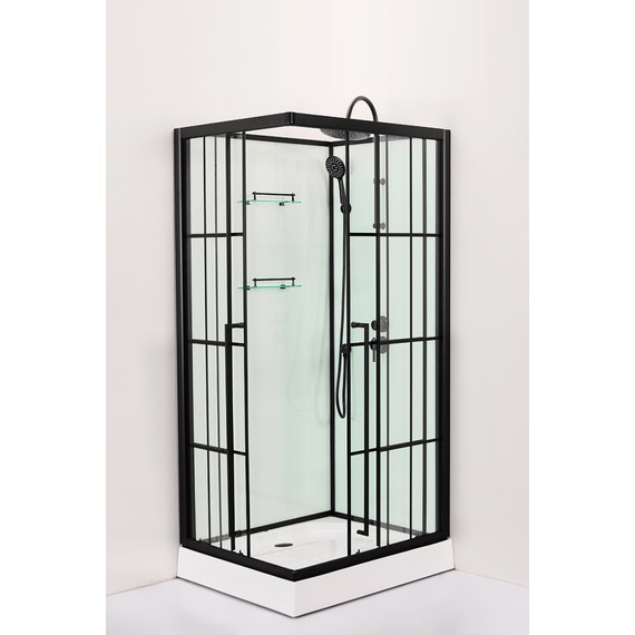 Душевая кабина Loranto 100х100 см CS-3008TM/W-100R, чёрный/прозрачное - фото 2