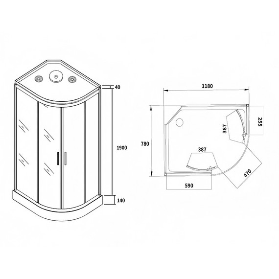 Душевая кабина Loranto 118x78 см CS-876ECTM/W-120 L, белый/матовое - фото 3