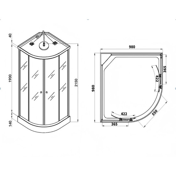 Душевая кабина Loranto 100x100 см CS-881EA13TM/B-100, хром/тонированное - фото 3