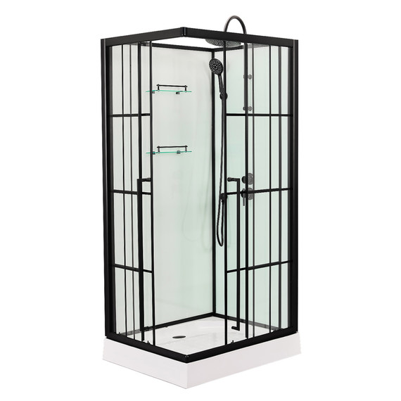 Душевая кабина Loranto 90х90 см CS-3008TM/W-90R, чёрный/прозрачное - фото 