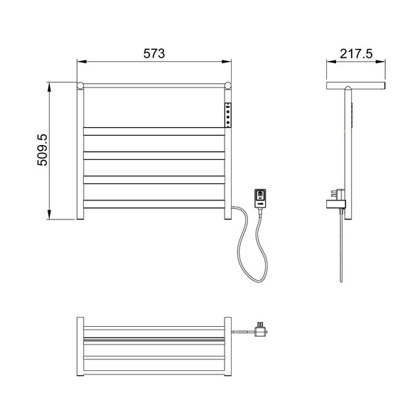 Полотенцесушитель электрический Wonzon & Woghand Essen с полкой П5 548x509,5 мм WW-A402-BR, никель - фото 6