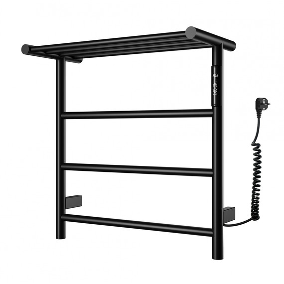 Полотенцесушитель электрический Wonzon & Woghand Bonn с полкой П4 450x499,5 мм WW-AL402-MB, чёрный - фото 