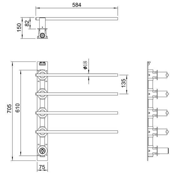 Полотенцесушитель электрический Wonzon & Woghand Dortmund П4 584x610 мм WW-A364-GM, темный графит - фото 6