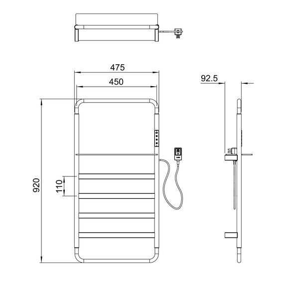 Полотенцесушитель электрический Wonzon & Woghand Düsseldorf П7 450x920 мм WW-A203-GM, темный графит - фото 5