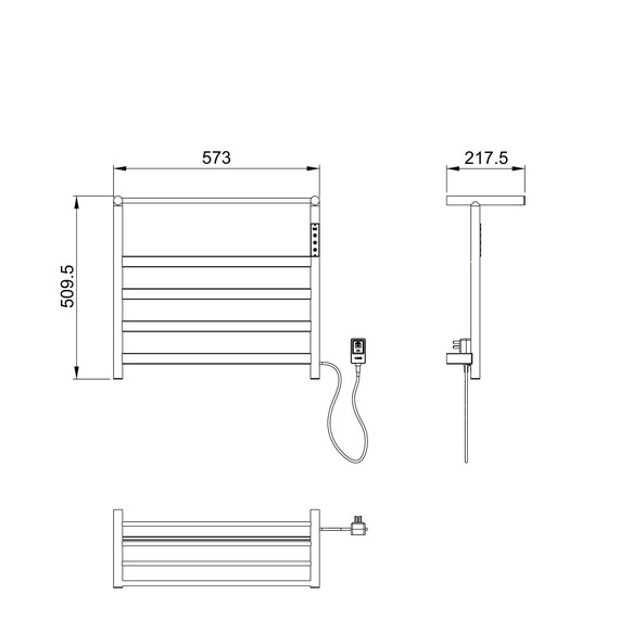 Полотенцесушитель электрический Wonzon & Woghand Essen с полкой П5 548x509,5 мм WW-A402-GM, темный графит - фото 3