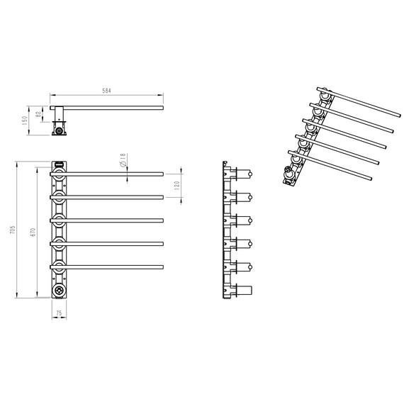 Полотенцесушитель электрический Wonzon & Woghand Dortmund П5 584x670 мм WW-A365-BG, золото - фото 6