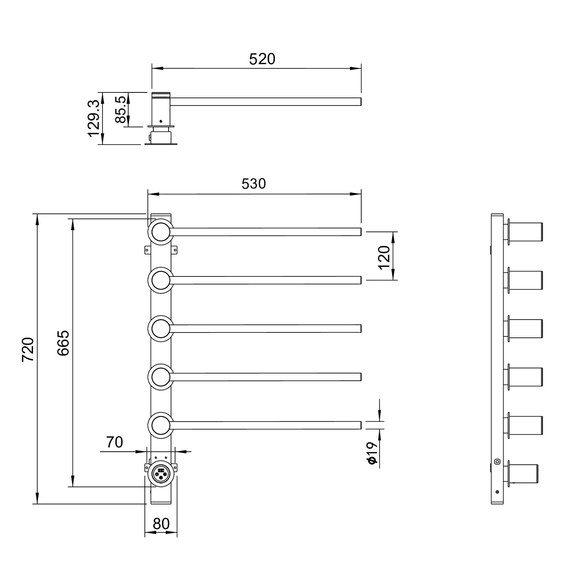 Полотенцесушитель электрический Wonzon & Woghand Hamburg П5 520x665 мм WW-AL315-GM, темный графит - фото 6