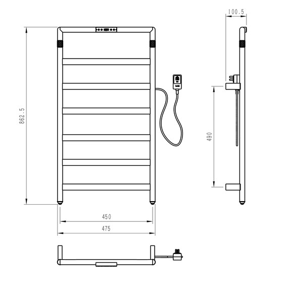 Полотенцесушитель электрический Wonzon & Woghand Köln П7 450x862 мм WW-A6016-BR, никель - фото 5