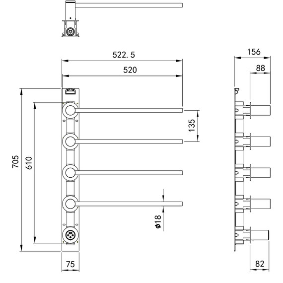 Полотенцесушитель электрический Wonzon & Woghand München П4 522x610 мм WW-A354-GM, темный графит - фото 5