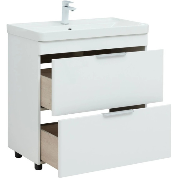 Тумба напольная с раковиной Aquanet Ирис New 80 см 00310154 (2 ящика) белый глянец - фото 6