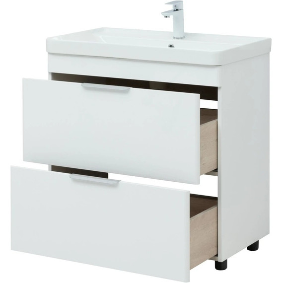 Тумба напольная с раковиной Aquanet Ирис New 80 см 00310154 (2 ящика) белый глянец - фото 8