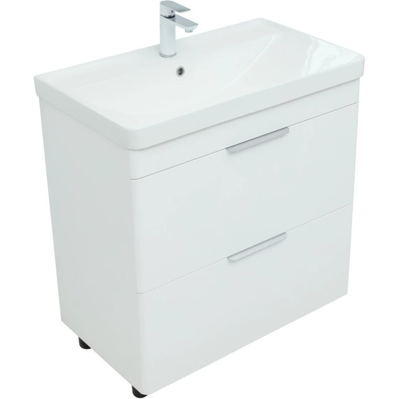 Тумба напольная с раковиной Aquanet Ирис New 80 см 00310154 (2 ящика) белый глянец - фото 5