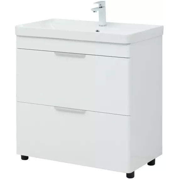 Тумба напольная с раковиной Aquanet Ирис New 80 см 00310154 (2 ящика) белый глянец - фото 4