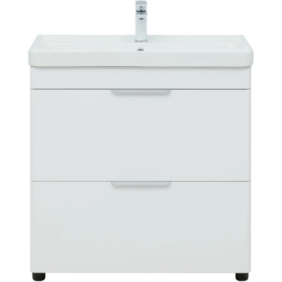 Тумба напольная с раковиной Aquanet Ирис New 80 см 00310154 (2 ящика) белый глянец - фото 3