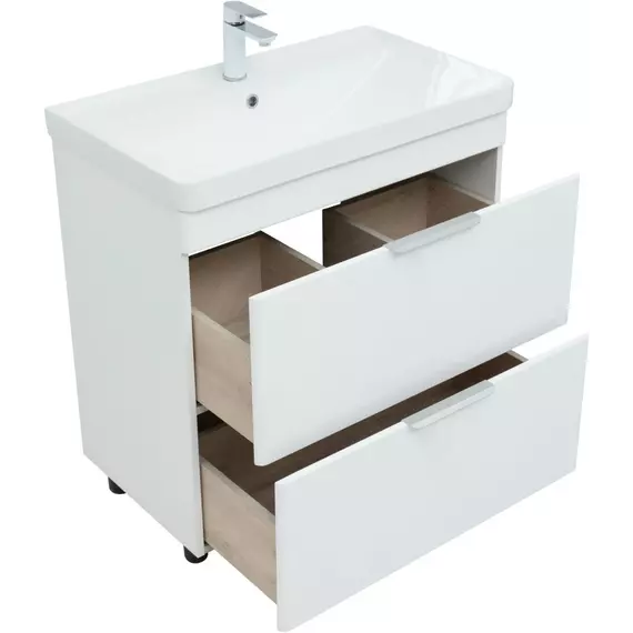Тумба напольная с раковиной Aquanet Ирис New 80 см 00310154 (2 ящика) белый глянец - фото 7