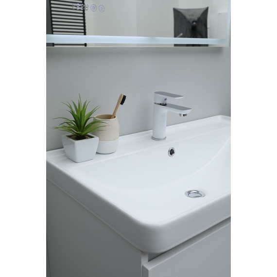 Тумба напольная с раковиной Aquanet Ирис New 80 см 00310154 (2 ящика) белый глянец - фото 9