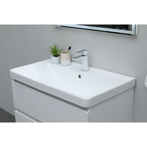 Тумба напольная с раковиной Aquanet Ирис New 80 см 00310154 (2 ящика) белый глянец - фото 11