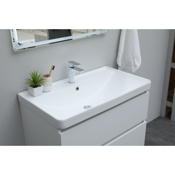 Тумба напольная с раковиной Aquanet Ирис New 80 см 00310154 (2 ящика) белый глянец - фото 12