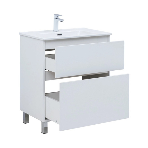 Тумба напольная с раковиной Aquanet Вега 70 см 00344122 (2 ящика) белый глянец - фото 8
