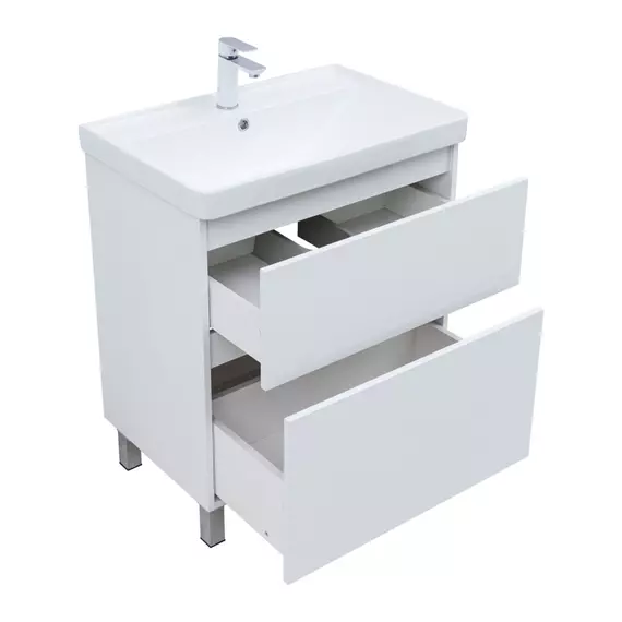 Тумба напольная с раковиной Aquanet Вега 70 см 00344122 (2 ящика) белый глянец - фото 5