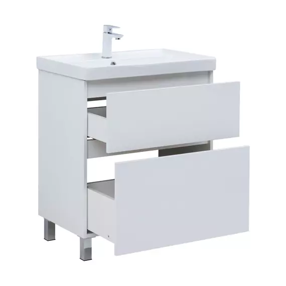 Тумба напольная с раковиной Aquanet Вега 70 см 00344122 (2 ящика) белый глянец - фото 6