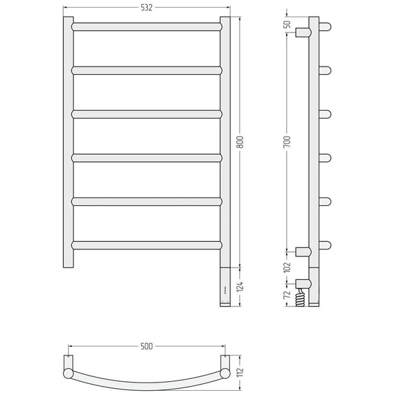 Полотенцесушитель электрический Сунержа Галант 3.1 П6 500x800 мм 03-6001-8050 R, золото - фото 5