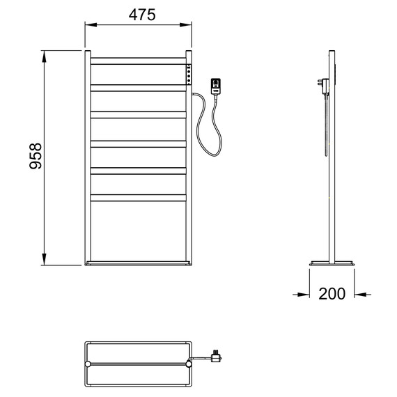 Полотенцесушитель электрический Wonzon & Woghand Essen П6 476x959 мм WW-A406-MB, чёрный - фото 5