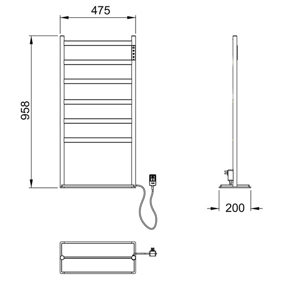 Полотенцесушитель электрический Wonzon & Woghand Essen П6 475x958 мм WW-A406-GM, темный графит - фото 6