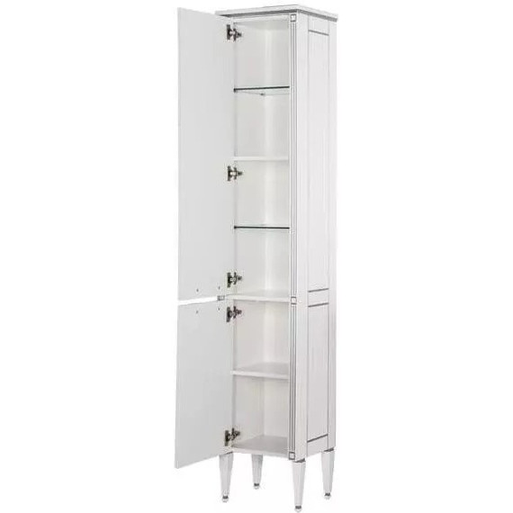 Пенал напольный Aquanet Паола 40 см 00188825 L, белый/серебро - фото 2