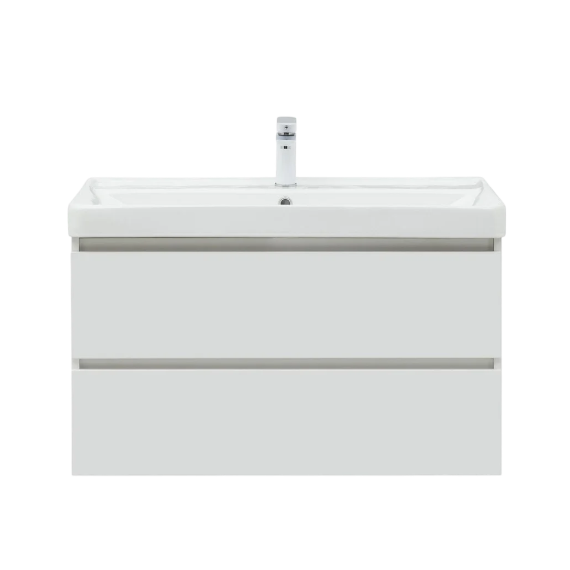 Тумба подвесная с раковиной Aquanet Вега 90 см 00316683, белый глянец - фото 3