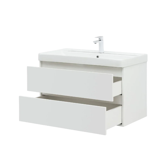 Тумба подвесная с раковиной Aquanet Вега 90 см 00316683, белый глянец - фото 5