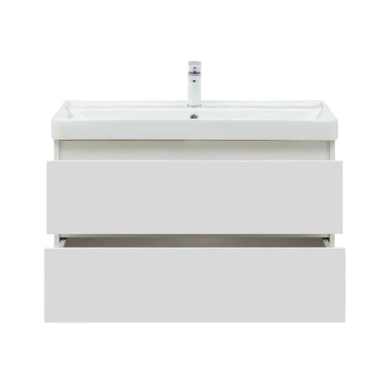 Тумба подвесная с раковиной Aquanet Вега 90 см 00316683, белый глянец - фото 4