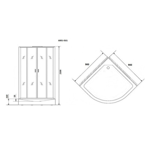 Душевая кабина Niagara Premium NG 6001-01G 90x90 см, хром/прозрачное (безсиликоновая сборка) - фото 19