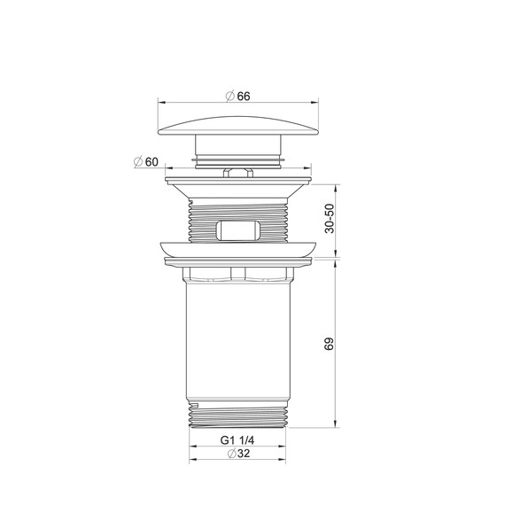 Донный клапан Wonzon & Woghand WW-88SS09-MW, белый - фото 2