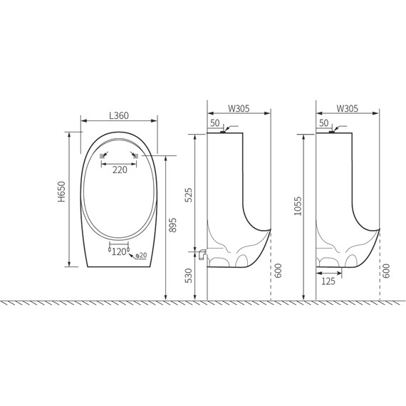 Писсуар подвесной SantiLine SL-6010 - фото 2