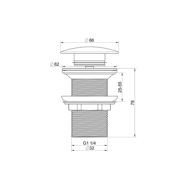 Донный клапан Wonzon & Woghand WW-88SS02-MB, чёрный - фото 2