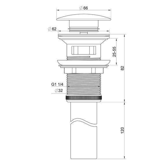Донный клапан Wonzon & Woghand WW-88SS03-MB, чёрный - фото 2