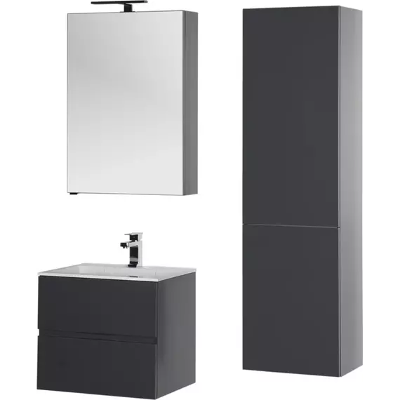 Тумба подвесная с раковиной Aquanet Алвита 60 см 00183991, серый антрацит - фото 9