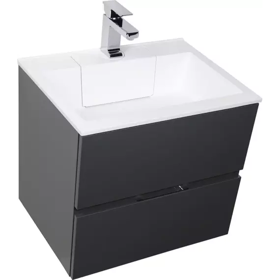 Тумба подвесная с раковиной Aquanet Алвита 60 см 00183991, серый антрацит - фото 4