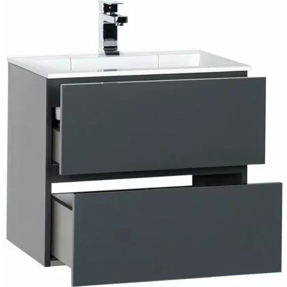 Тумба подвесная с раковиной Aquanet Алвита 60 см 00183991, серый антрацит - фото 7