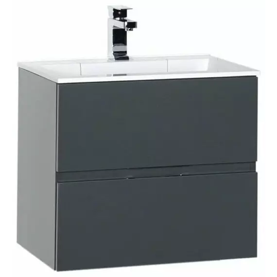 Тумба подвесная с раковиной Aquanet Алвита 60 см 00183991, серый антрацит - фото 