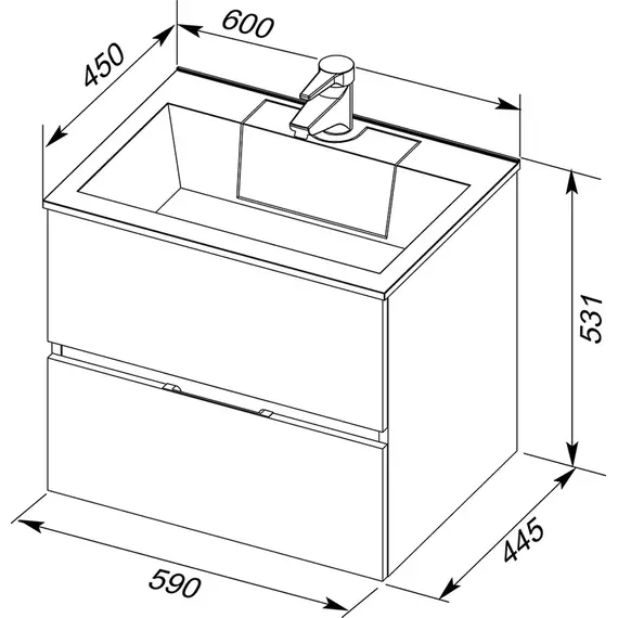 Тумба подвесная с раковиной Aquanet Алвита 60 см 00183991, серый антрацит - фото 19